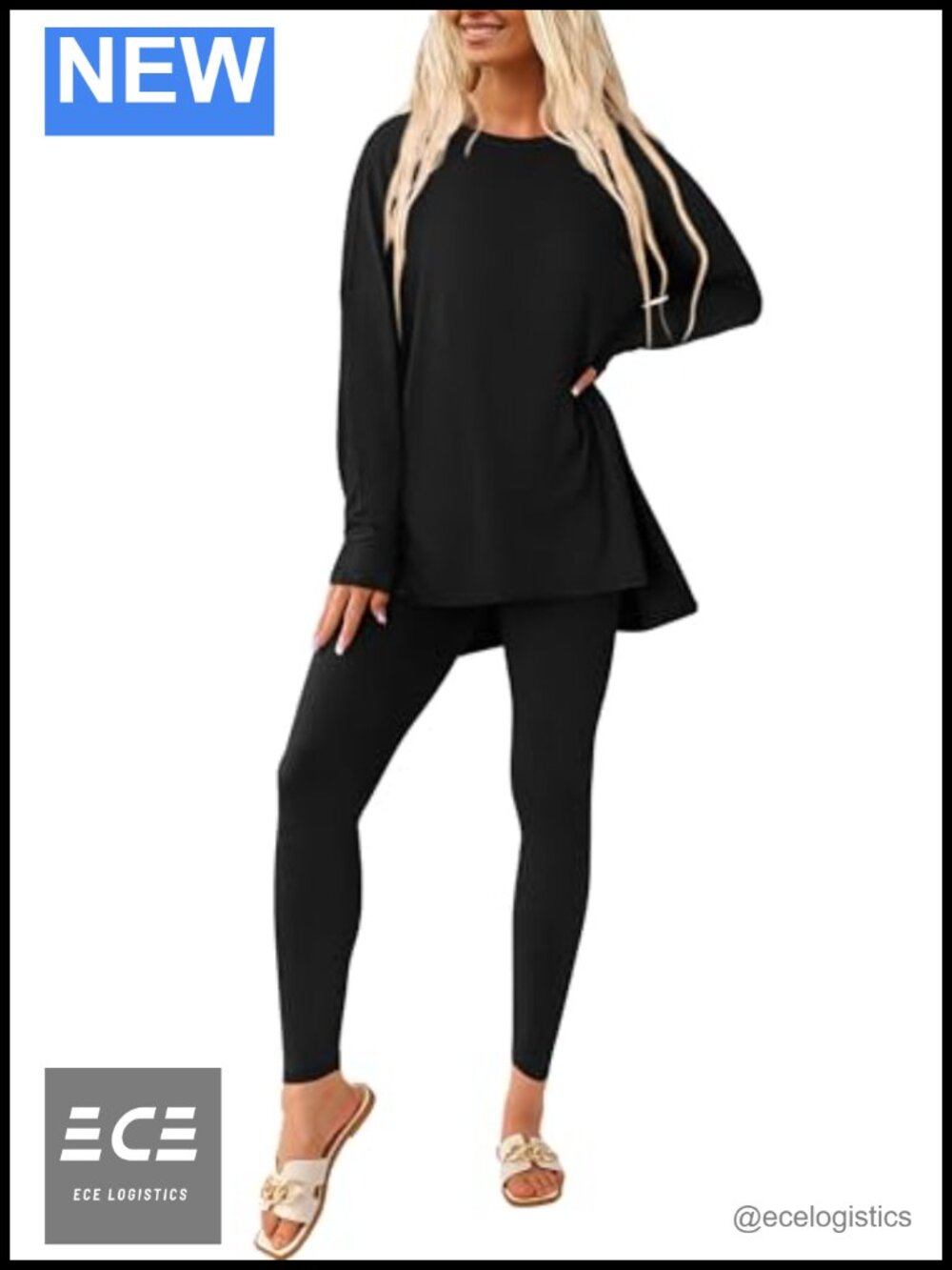 PRETTYGARDEN Women 2 Piece Lounge Set Crewneck Top Leggings Matching Outfit